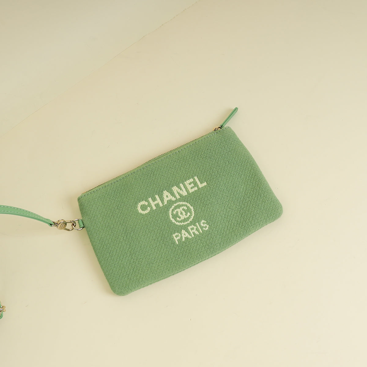 Chanel Green CC Deauville Mix Fabric Medium Tote Bag | Pre-Owned