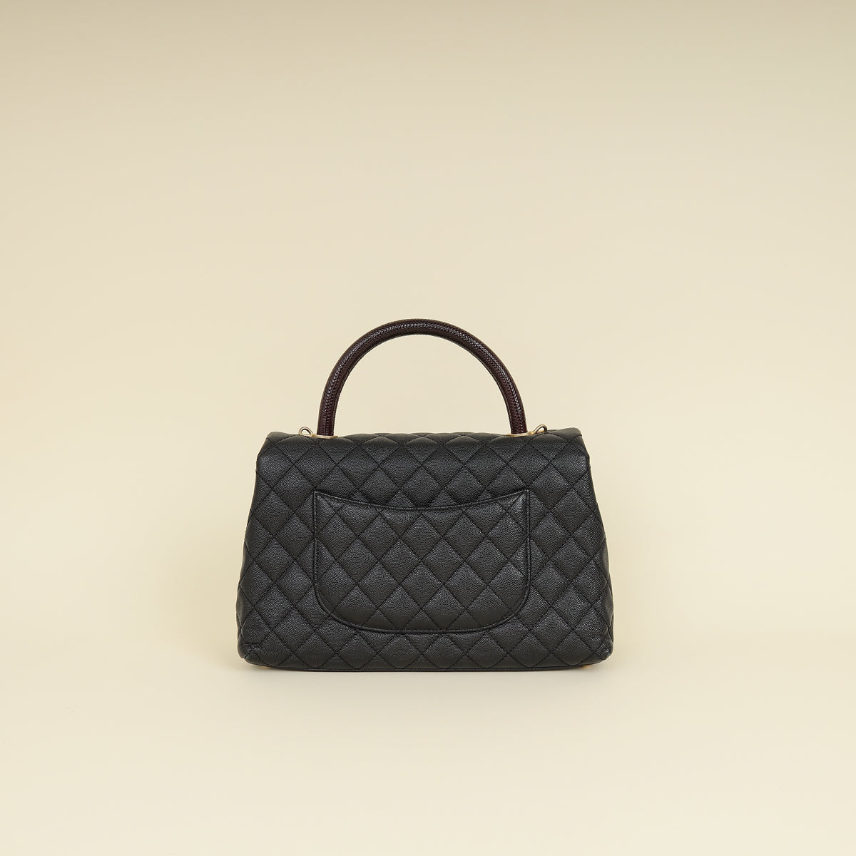 Chanel Black CC Coco Handle Caviar Bag with Lizard Handle-Chanel-THE CLOSET