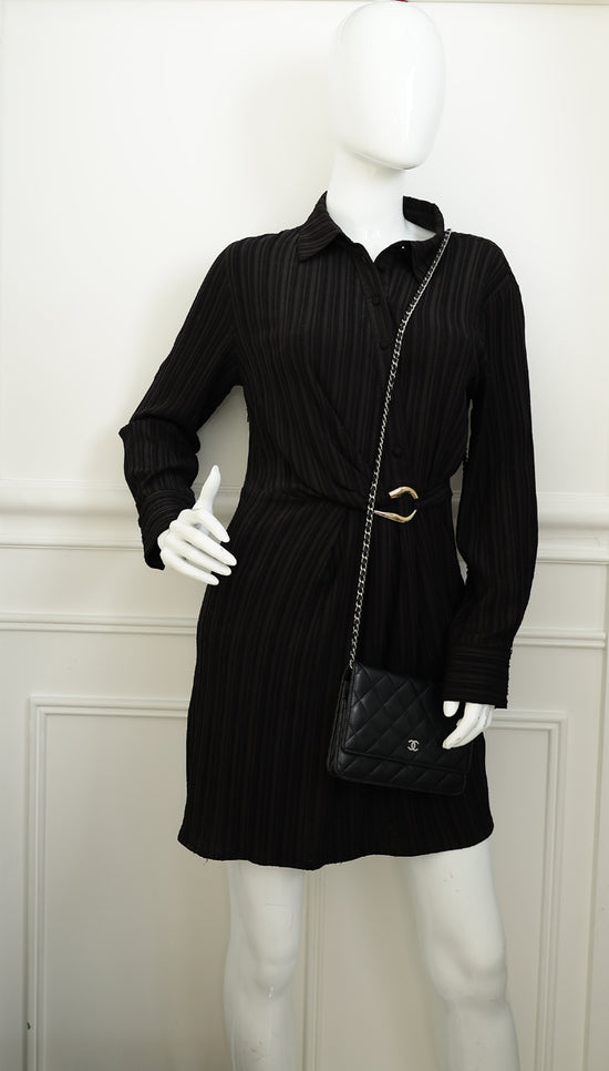 Chanel Black CC Classic Wallet On Chain