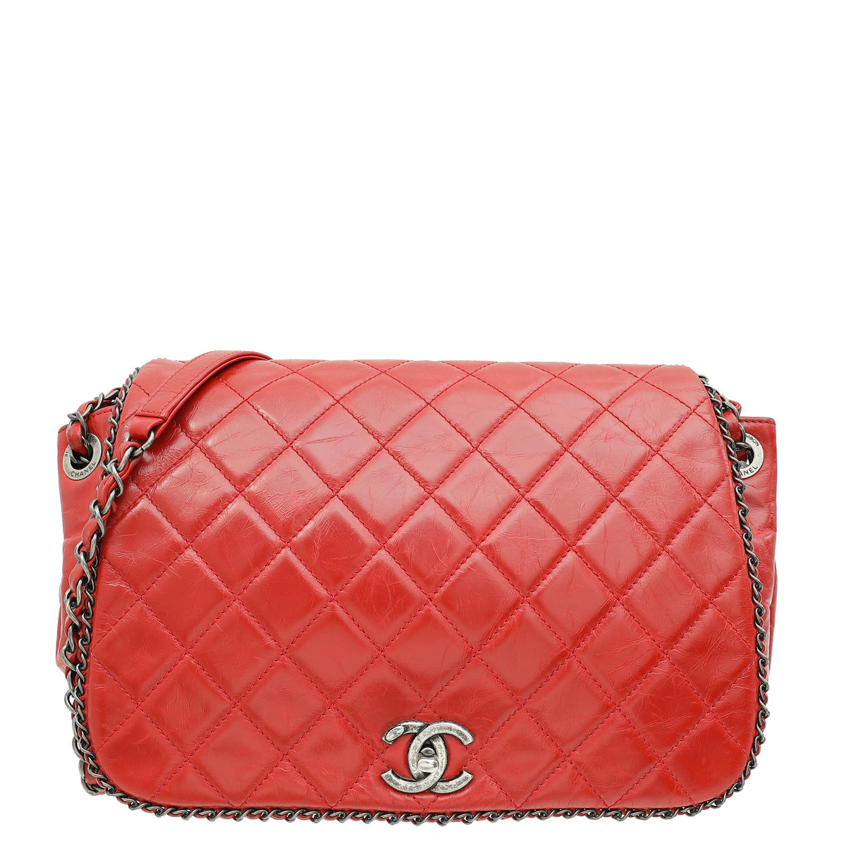 Chanel Red CC Enchained Accordion Flap Quilted Bag-Chanel-THE CLOSET