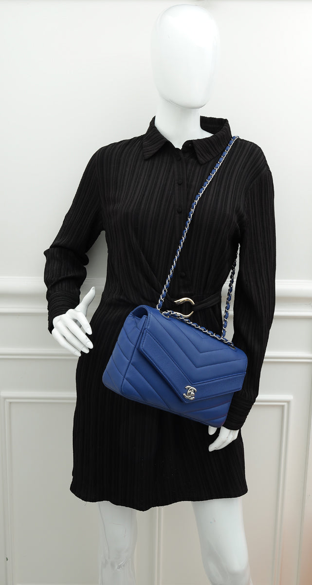 Chanel Royal Blue Lady Chevron Flap Bag