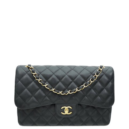 Chanel Black CC Classic Double Flap Jumbo Bag