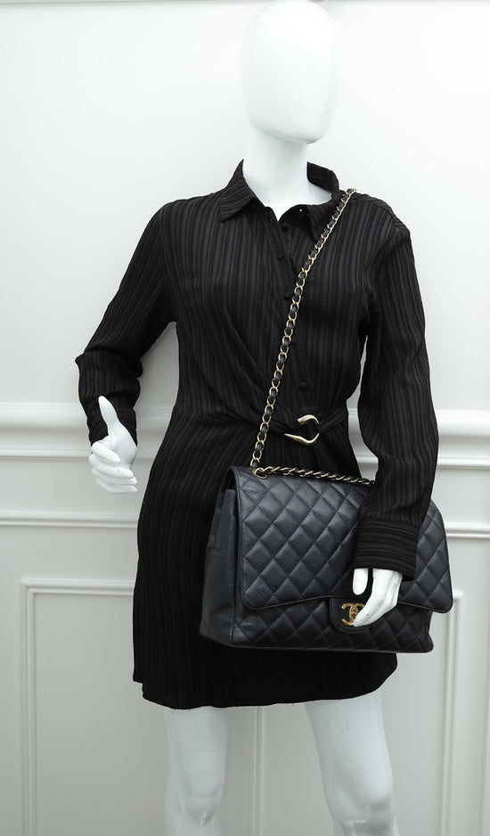 Load image into Gallery viewer, Chanel Black CC Classic Double Flap Maxi Bag
