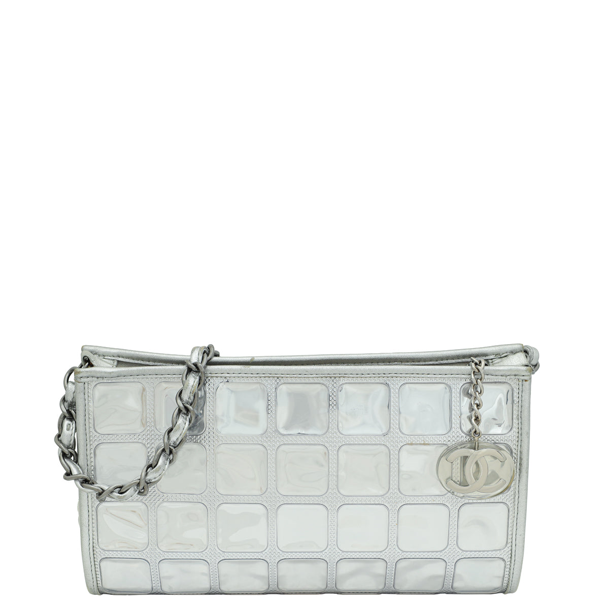 Chanel Silver CC Vinyl Ice Cube Pochette-Chanel-THE CLOSET