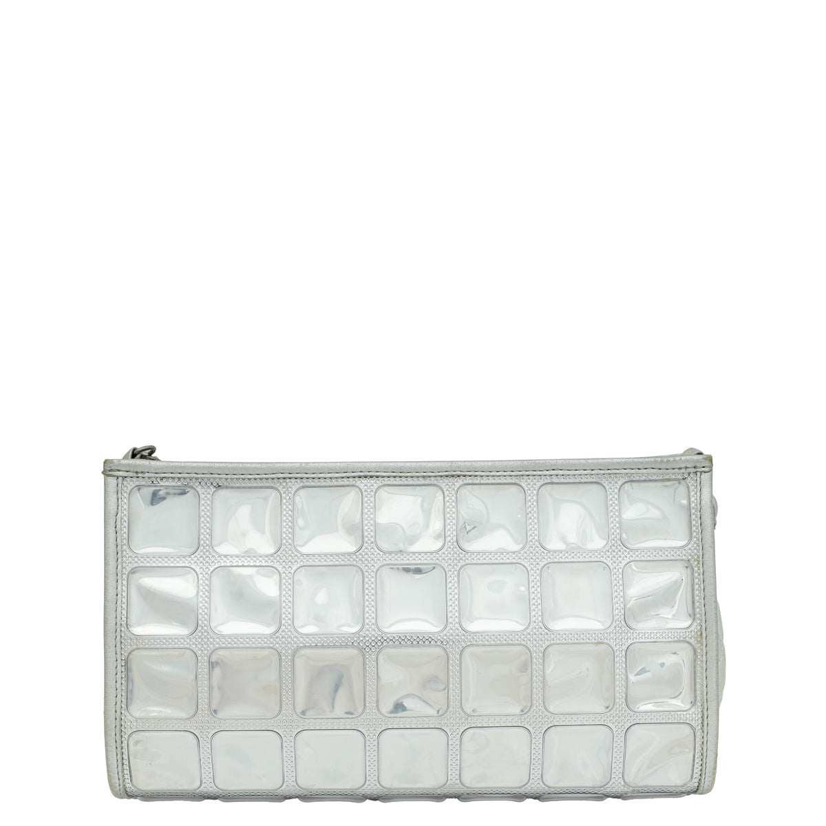 Chanel Silver CC Vinyl Ice Cube Pochette