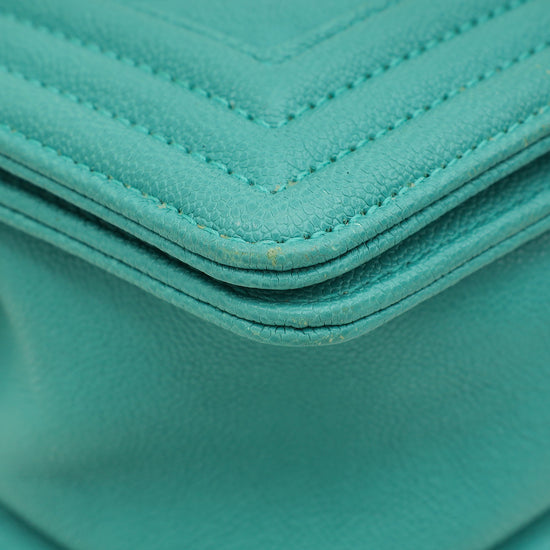 Load image into Gallery viewer, Chanel Tiffany Green Chevron Le Boy Small Bag
