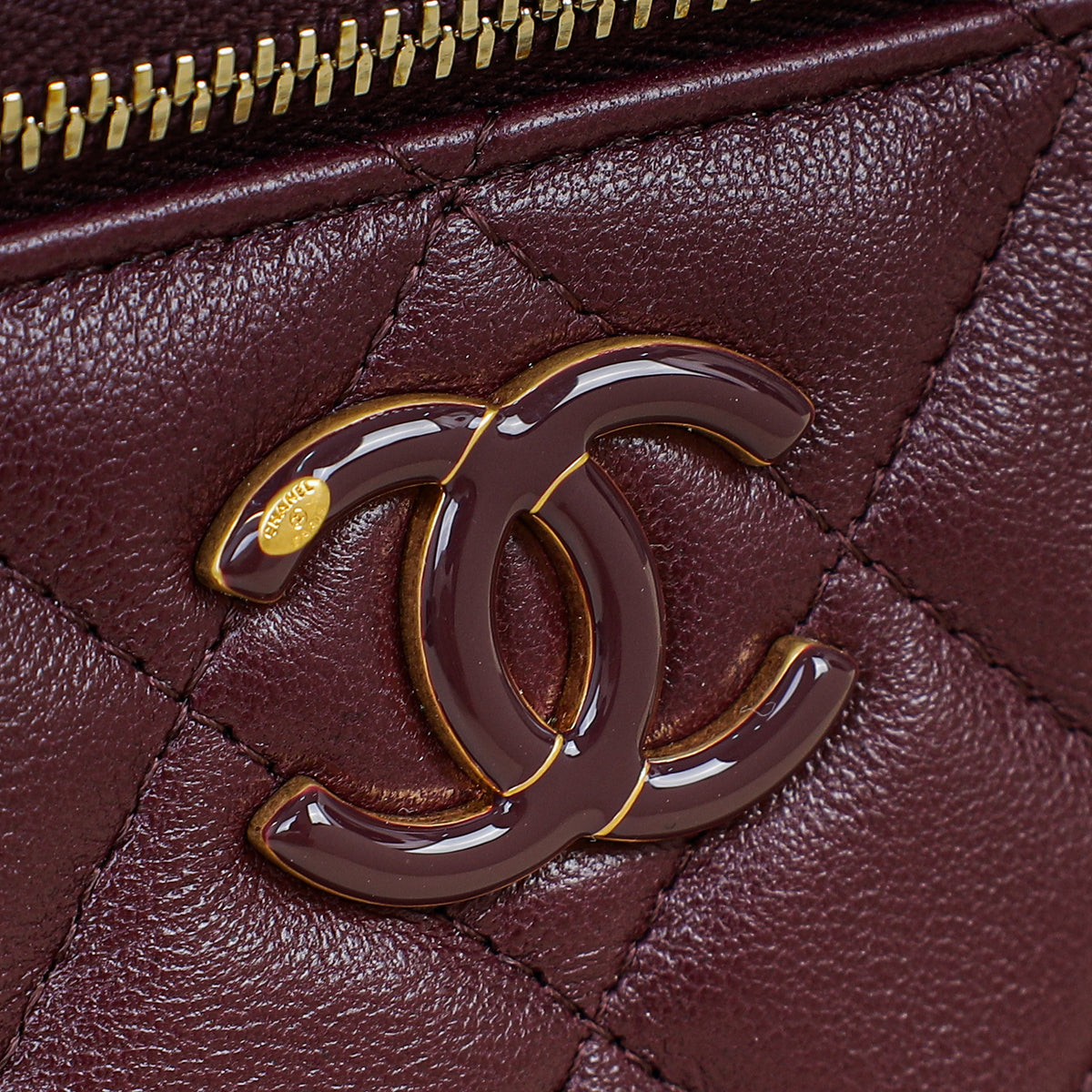 Chanel Burgundy CC Crush Small Vanity With Chain