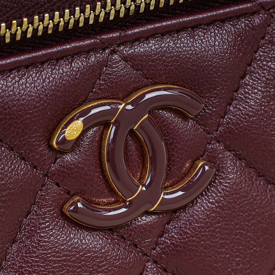 Chanel Burgundy CC Crush Small Vanity With Chain