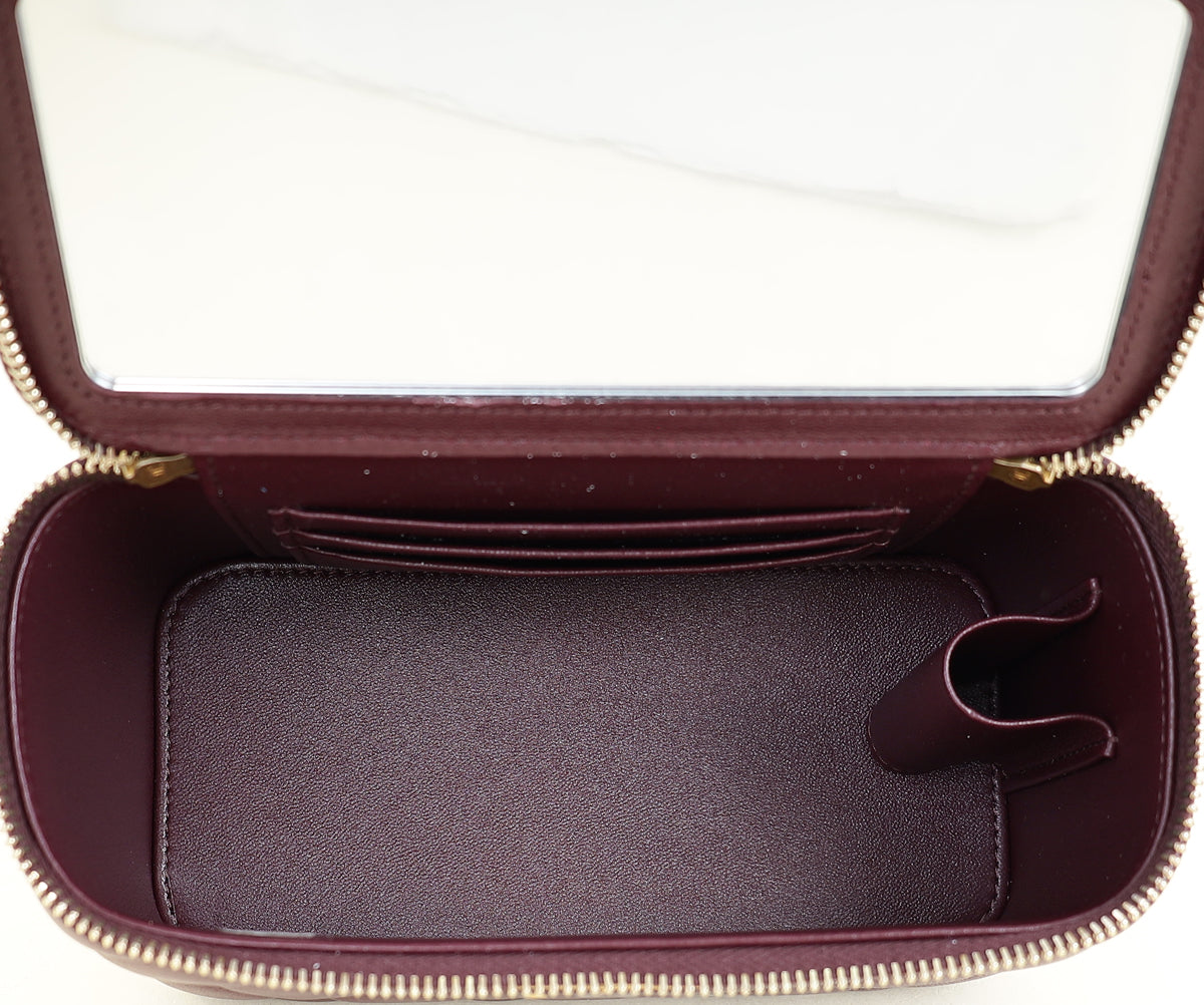 Chanel Burgundy CC Crush Small Vanity With Chain