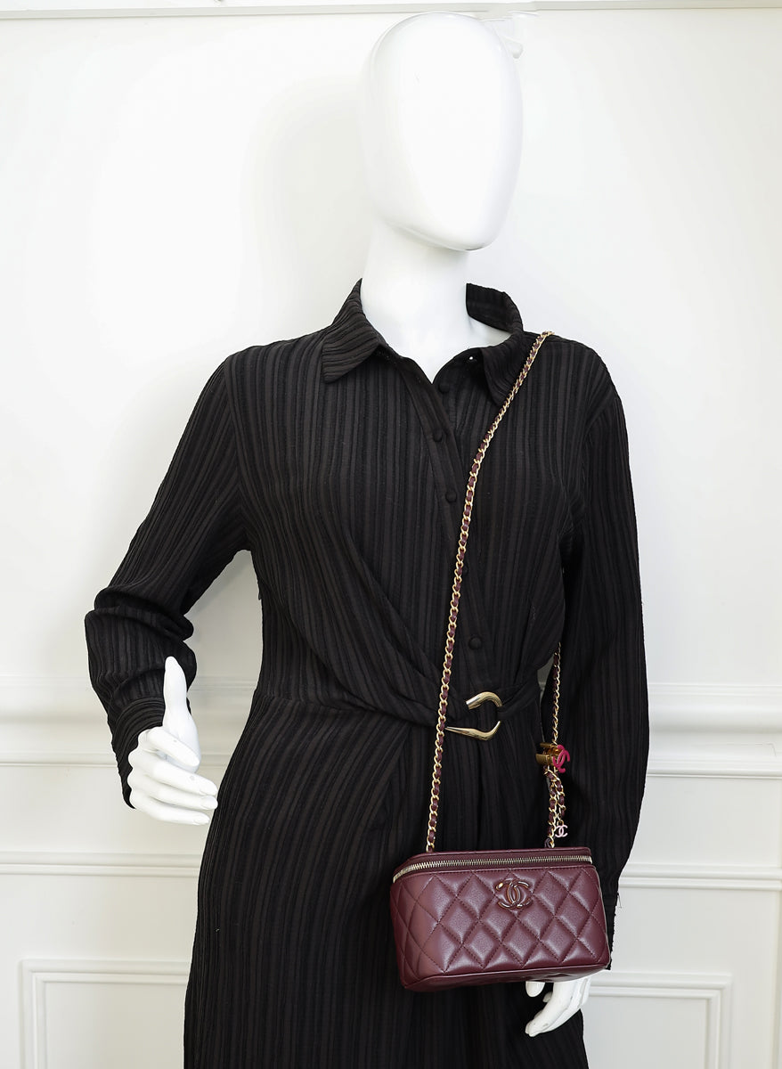 Chanel Burgundy CC Crush Small Vanity With Chain
