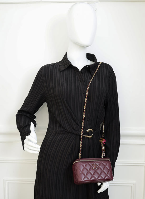 Chanel Burgundy CC Crush Small Vanity With Chain