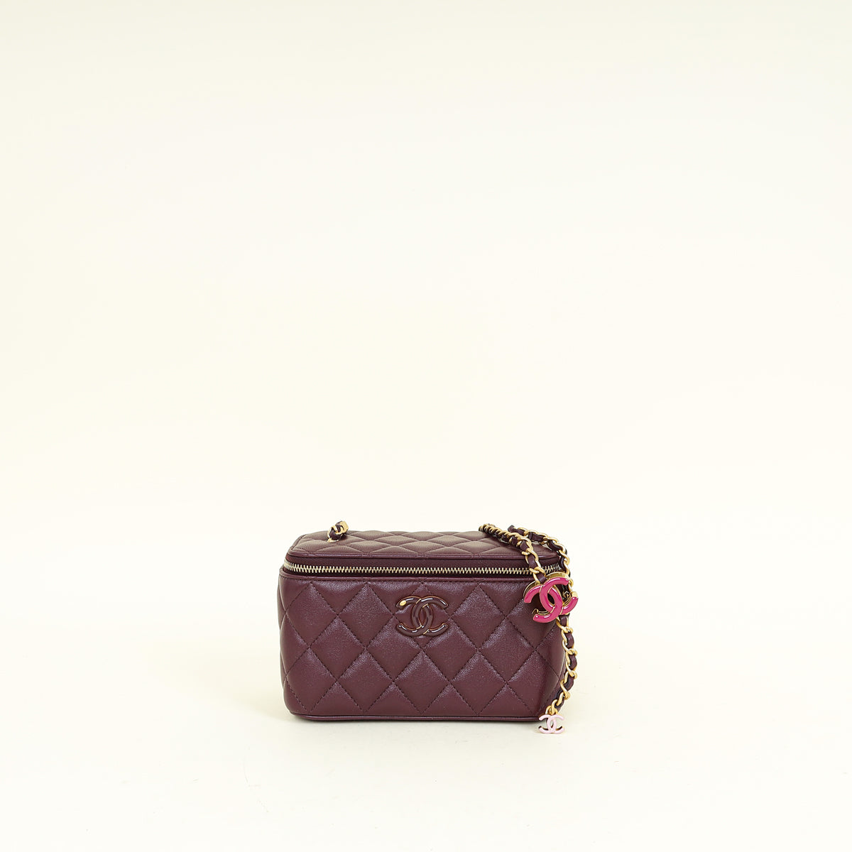 Chanel Burgundy CC Crush Small Vanity With Chain