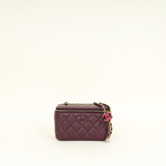 Chanel Burgundy CC Crush Small Vanity With Chain