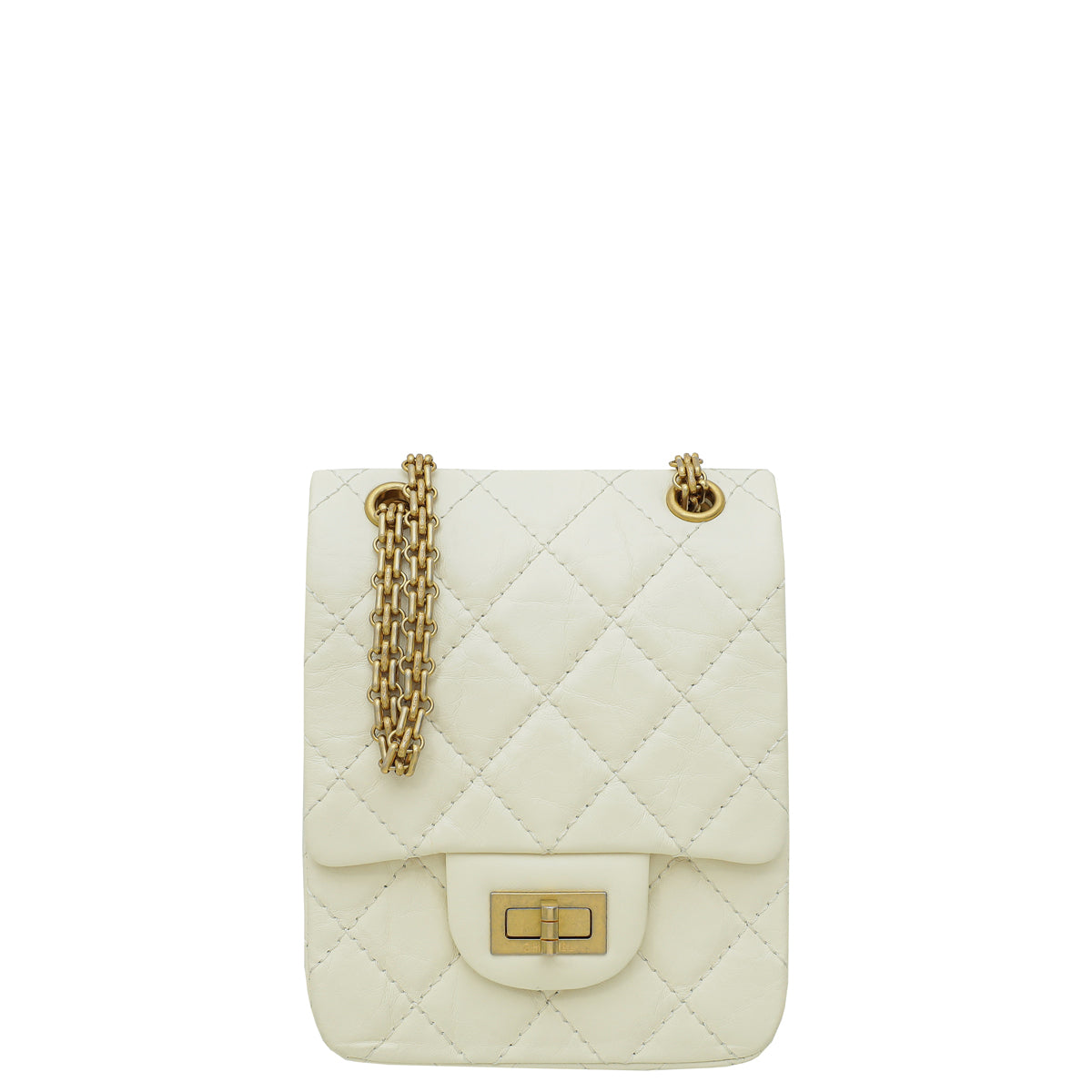 Chanel White Cream 2.55 Reissue Aged Mini North South Flap Bag