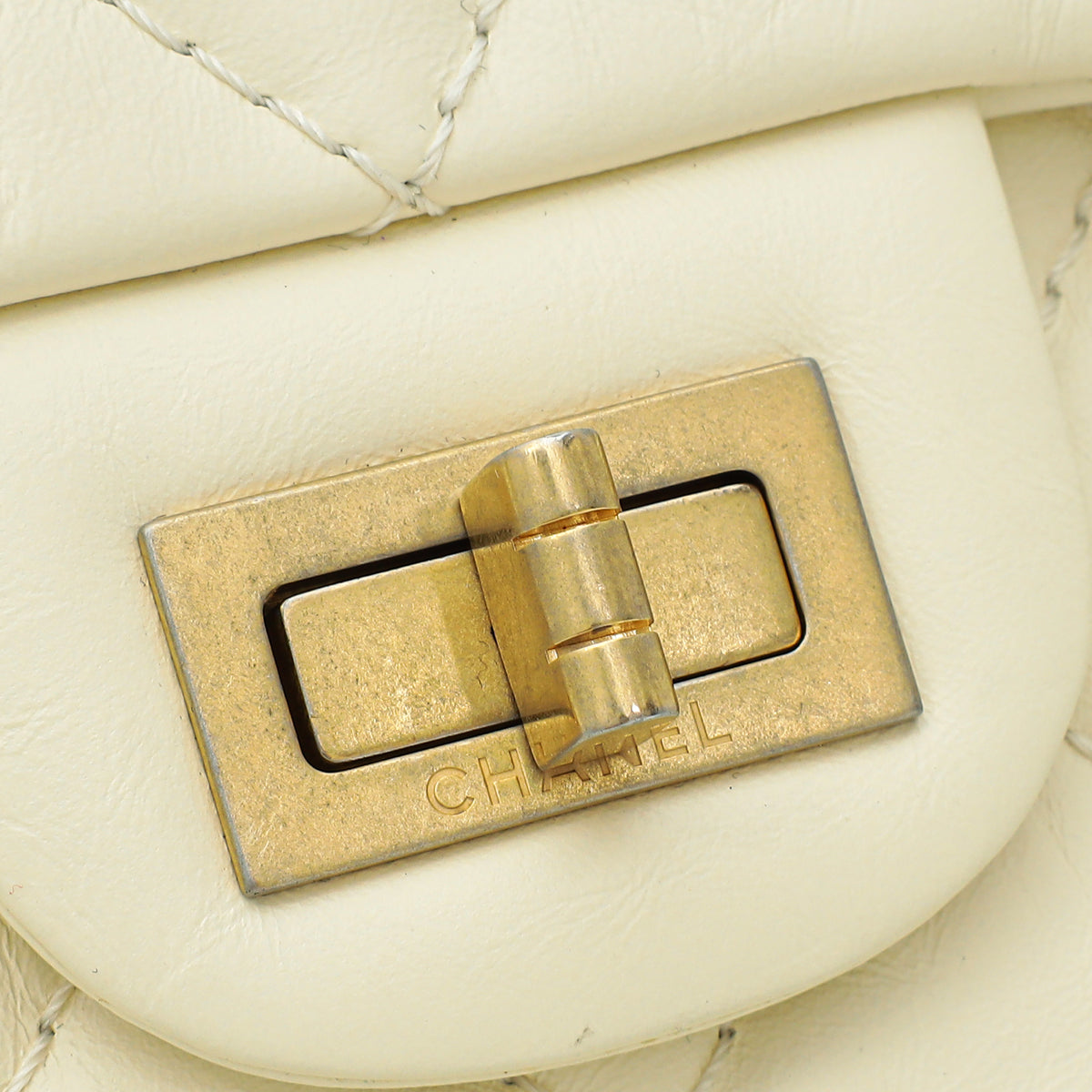 Chanel White Cream 2.55 Reissue Aged Mini North South Flap Bag