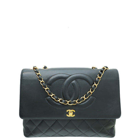 Chanel Black Vintage CC Flap Maxi Bag