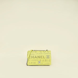 Chanel Yellow Green CC Perforated Logo Eyelet Flap Bag