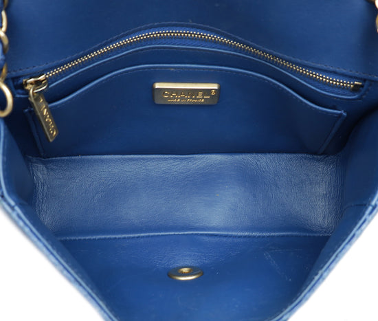 Chanel Blue Python Classic Mini Rectangular Flap Bag