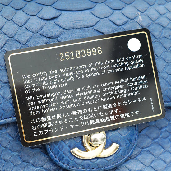 Chanel Blue Python Classic Mini Rectangular Flap Bag