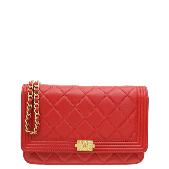 Chanel Red Le boy Wallet on Chain