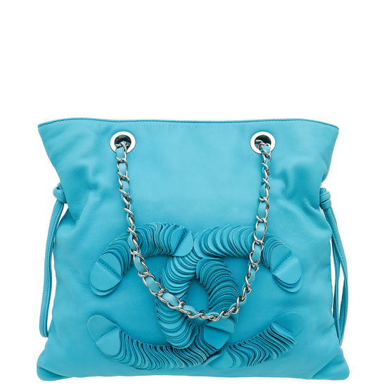 Chanel Turquoise CC Disc Bon Bon Tote Bag