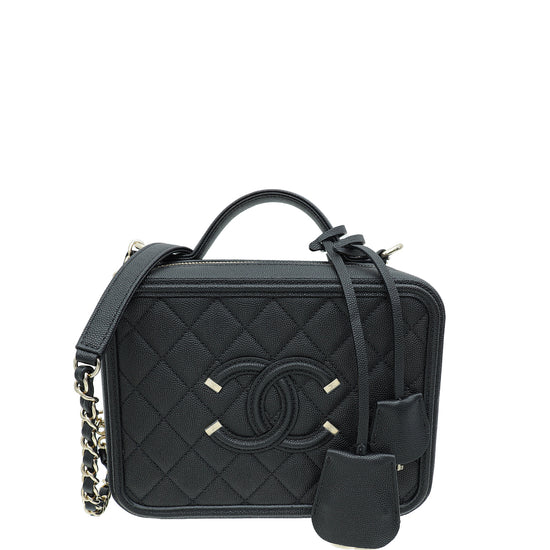 Chanel Black Filigree Vanity Case