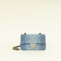 Chanel Blue CC Denim Classic Mini Flap Bag-Handbags-Chanel-THE CLOSET