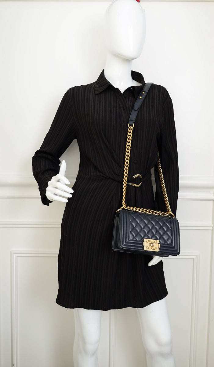 Chanel Navy Blue Le Boy Small Flap Bag