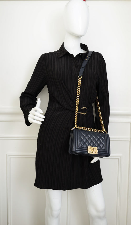 Chanel Navy Blue Le Boy Small Flap Bag