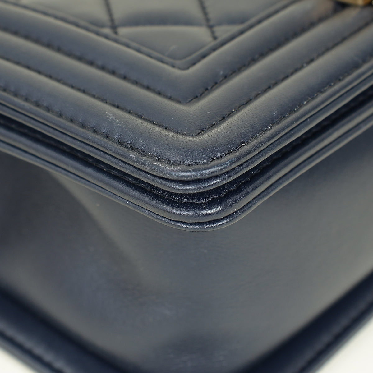 Chanel Navy Blue Le Boy Small Flap Bag