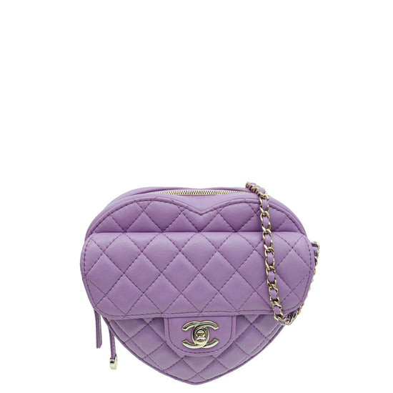 Chanel Purple CC In Love Heart Bag