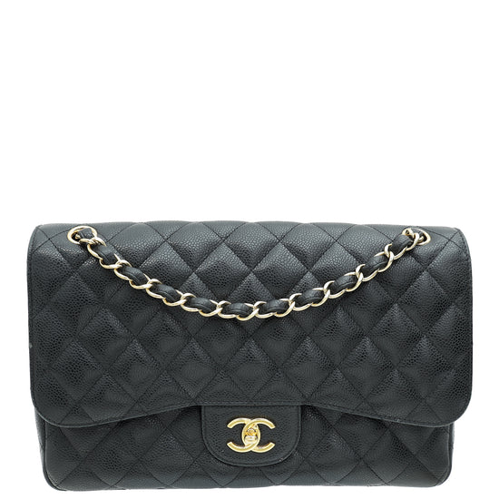 Chanel Black CC Classic Double Flap Jumbo Bag