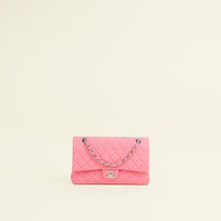 Chanel Pink Jersey Classic Double Flap Medium Bag