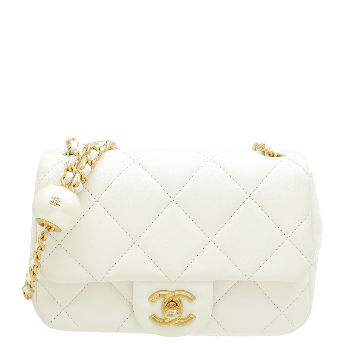 Chanel White CC Double Pearl Mini Flap Bag – THE CLOSET