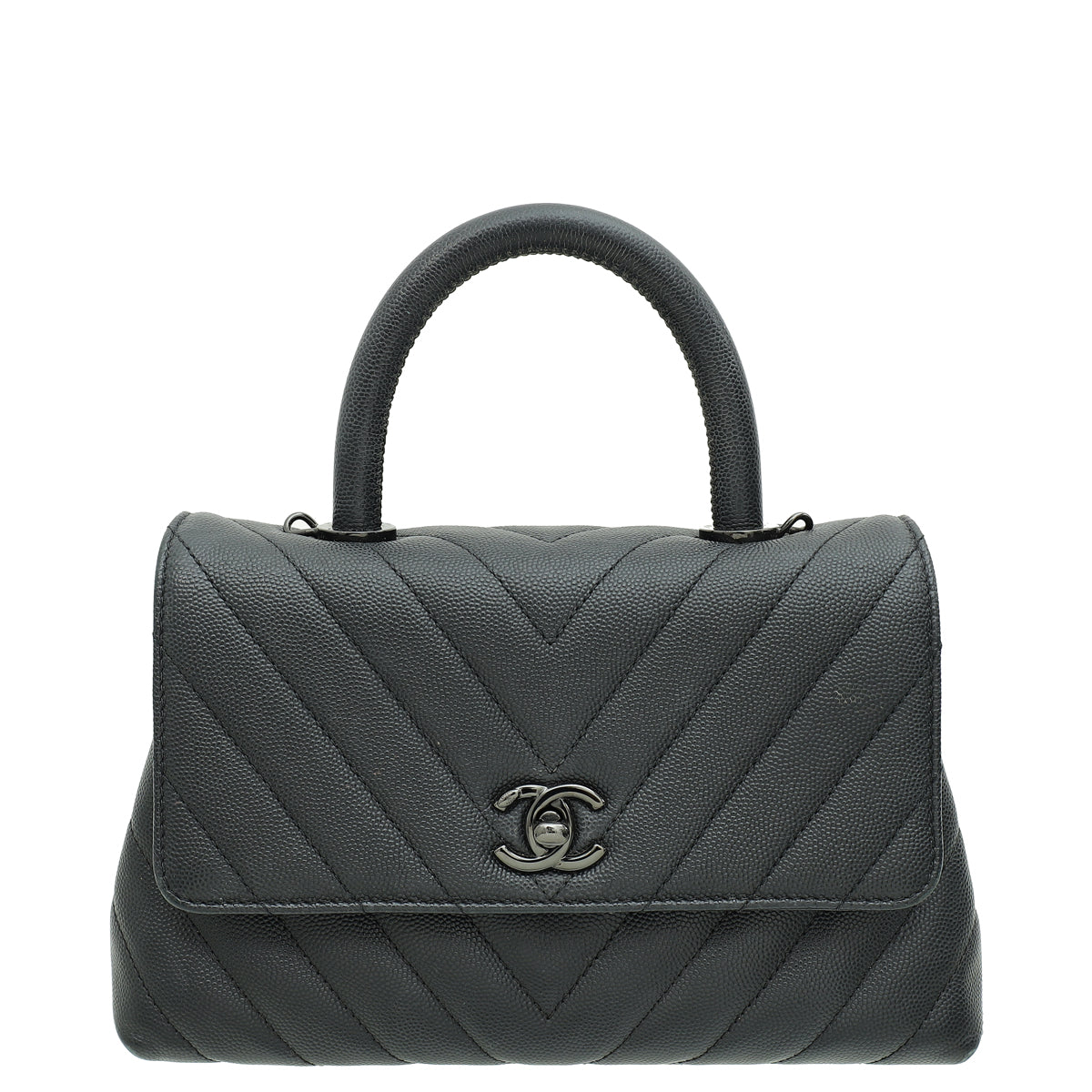 Chanel So Black Chevron Coco Small Handle Bag