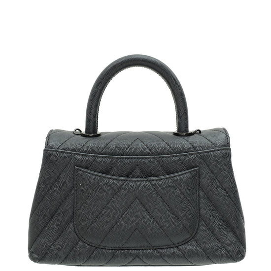 Chanel So Black Chevron Coco Small Handle Bag