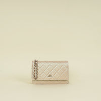 Chanel Metallic Pearly Pink CC Classic Wallet on Chain