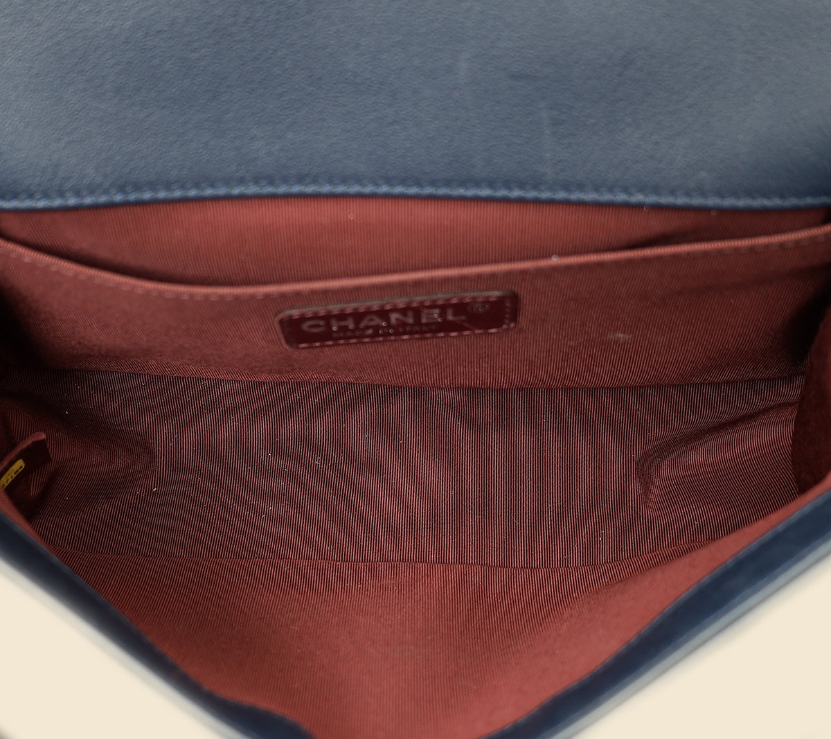 Chanel Navy Blue Velvet Stitched Boy Medium Flap Bag-Chanel-THE CLOSET