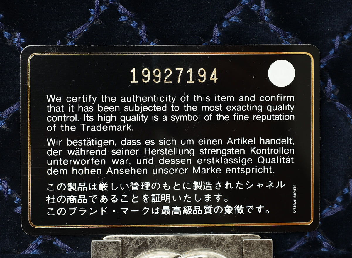 Chanel Navy Blue Velvet Stitched Boy Medium Flap Bag-Chanel-THE CLOSET