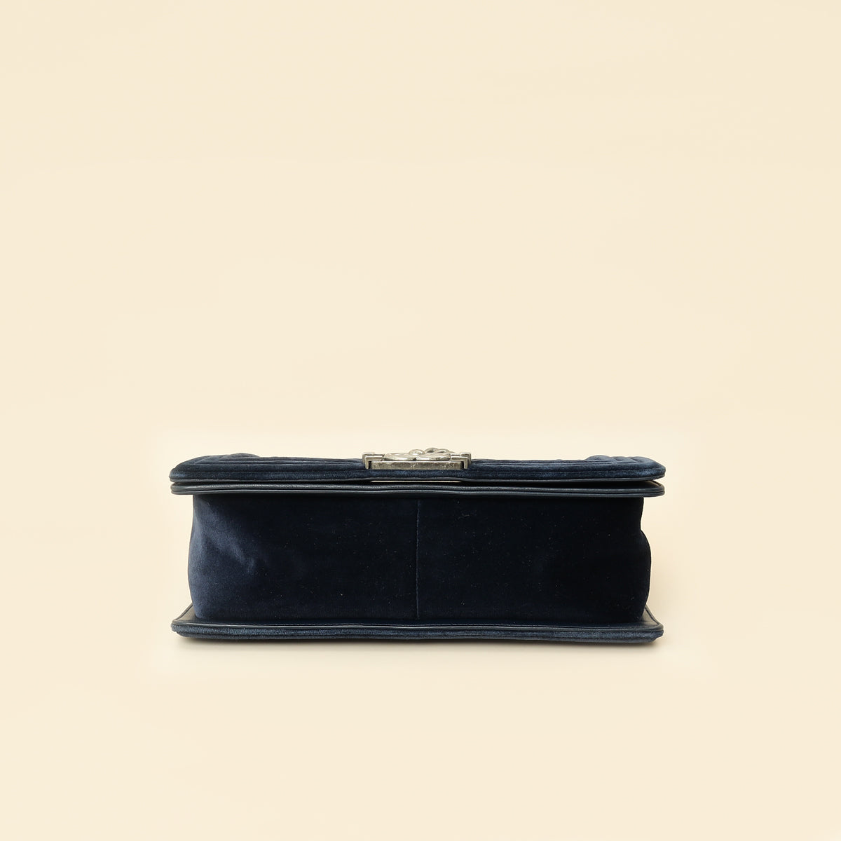 Chanel Navy Blue Velvet Stitched Boy Medium Flap Bag-Chanel-THE CLOSET