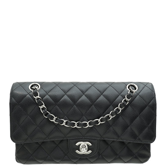 Chanel Black CC Classic Double Flap Medium Bag