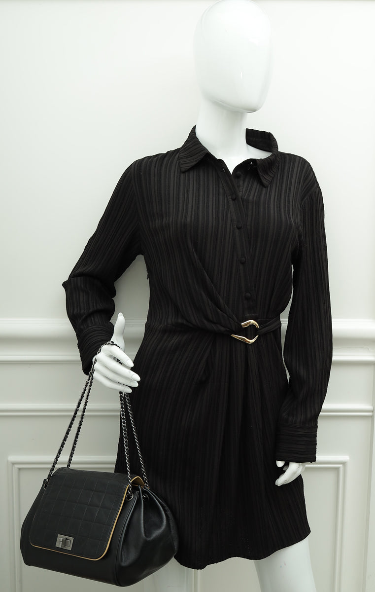Chanel Black Reissue Chocolate Bar Accordion Flap Bag