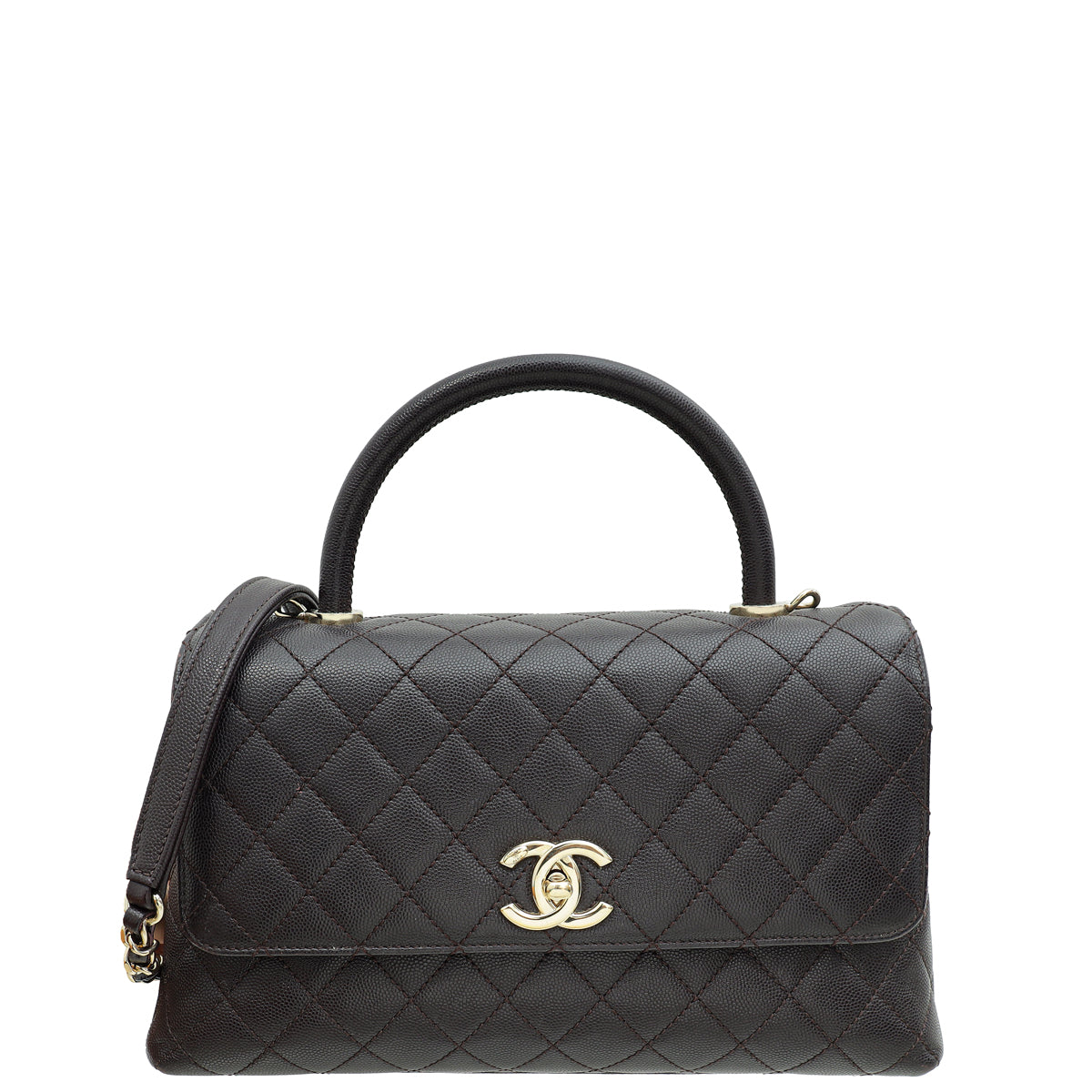 Chanel Dark Brown Coco Handle Large Bag