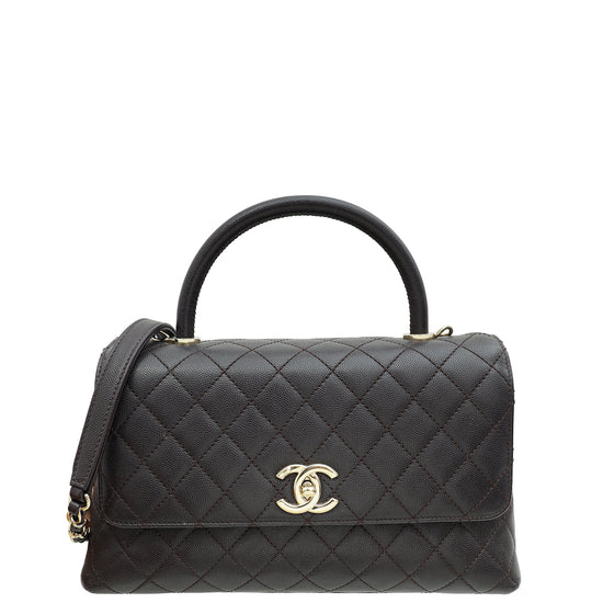 Chanel Dark Brown Coco Handle Large Bag