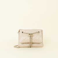 Chanel Metallic Beige CC Drawstring Double Zip Crossbody Pouch