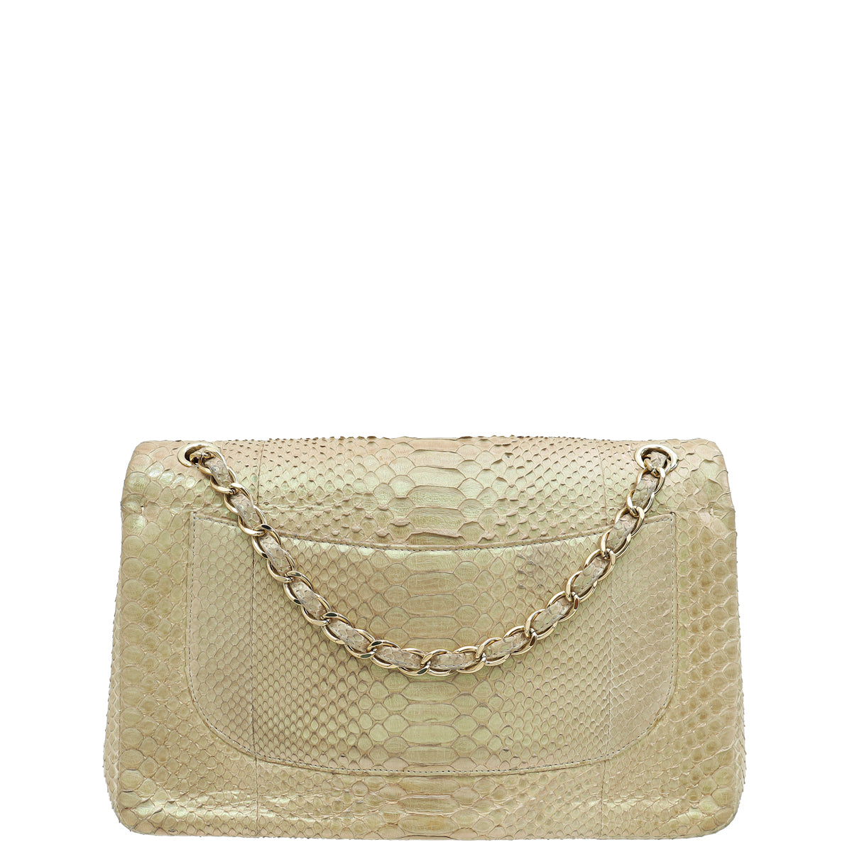 Chanel Pearl Beige Python CC Classic Double Flap Jumbo Bag-Chanel-THE CLOSET