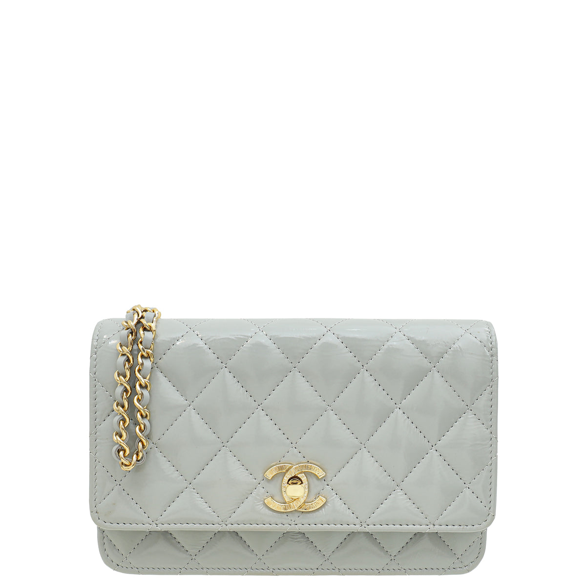 Chanel Grey CC Shiny Wallet On Chain-Chanel-THE CLOSET