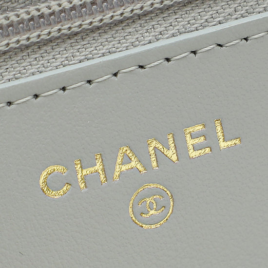 Load image into Gallery viewer, Chanel Grey CC Shiny Wallet On Chain

