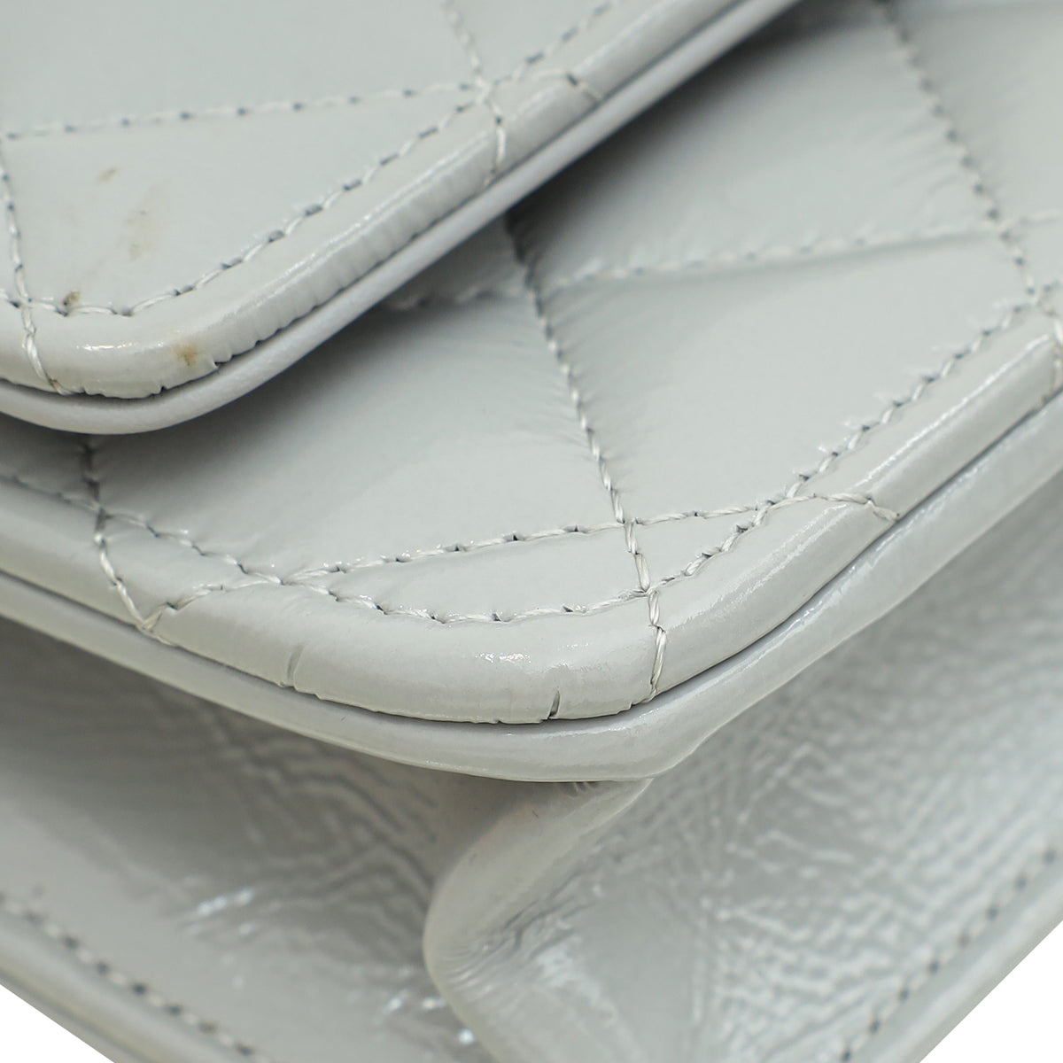 Chanel Grey CC Shiny Wallet On Chain