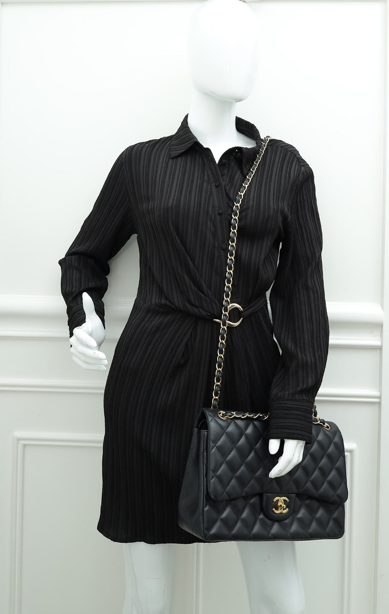Chanel Black CC Classic Double Flap Jumbo Bag